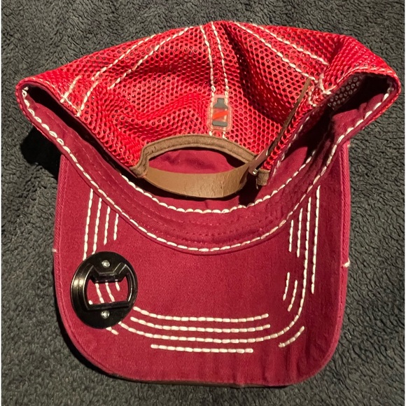 Red Stripe leather back hat - Picture 2 of 2